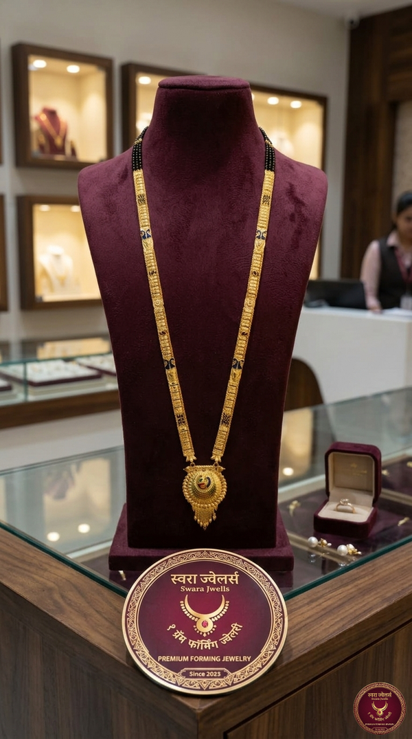 Traditional Long Mangalsutra Pendant Necklace – Gold Plated Forming Jewellery